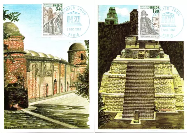 S91/92+ FDC 2 CARTES  1er  JOUR    UNESCO