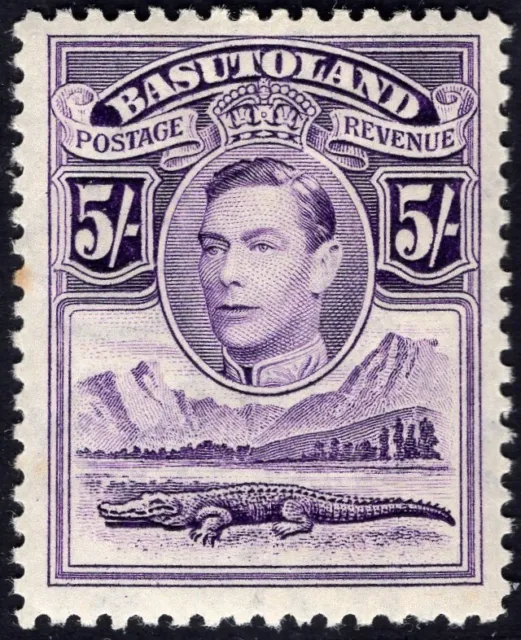 BASUTOLAND-1938 5/- Violet Sg 27 MOUNTED MINT toned perf at left