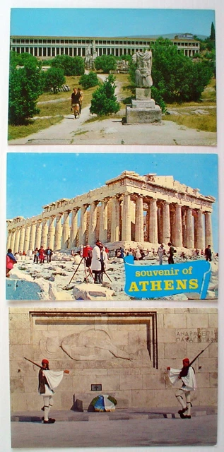 Lot Of 3 Vintage Unused Post Cards, Greece **** 3 Cartes Postales De La Grèce