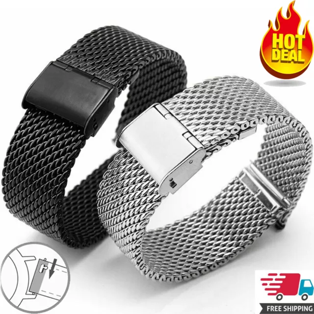 ⭐ Chaud Milanais Bracelet de Montre Acier Inoxydable Maille 12/18/20/22mm ⭐ #W