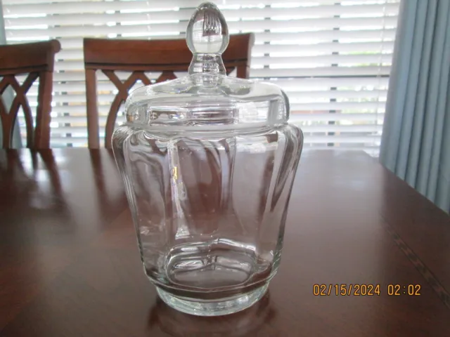 Brazilian Crystal Clear Glass Swirl Apothecary Candy / Compote Jar 8 1/2" Tall