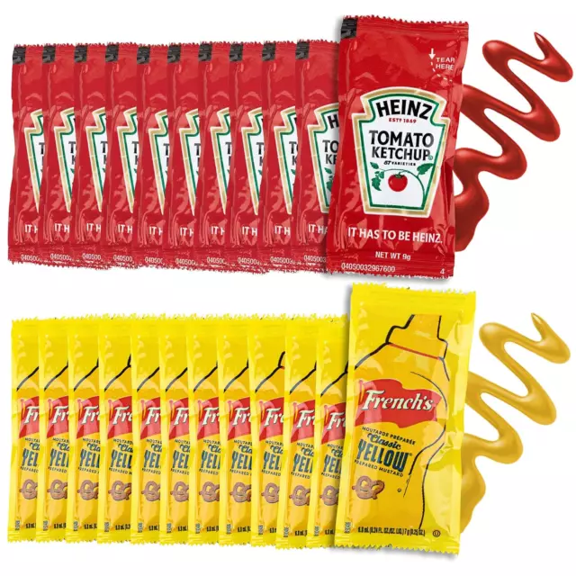 Grab-n-Go Condiment Packs - 50 Single Serve Pouches of Each: Ketchup and Great