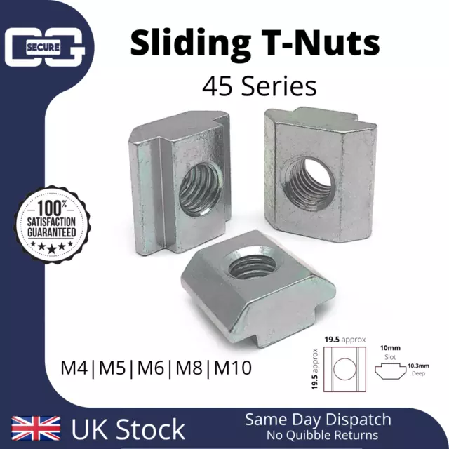 T-nut M4 M5 M6 M8 M10 Square Slide in nut Aluminium Extrusion 45 Series 4545