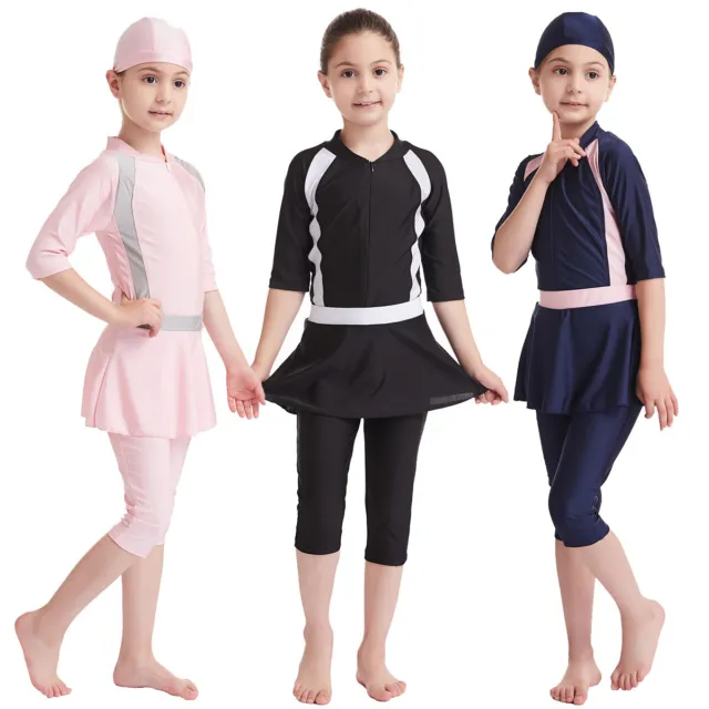 Girl Child Kid Modest Muslim Islamic Swimwear Swimsuit Beachwear Burkini Bathing