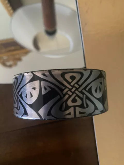 Michaela Frey Jonc Bracelet En Émail Noir Et Argent Style Art Deco