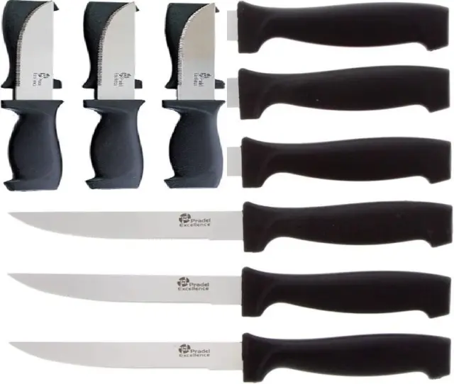 Pradel Excellence 7030-6N - Set di 6 coltelli da bistecca con Nero