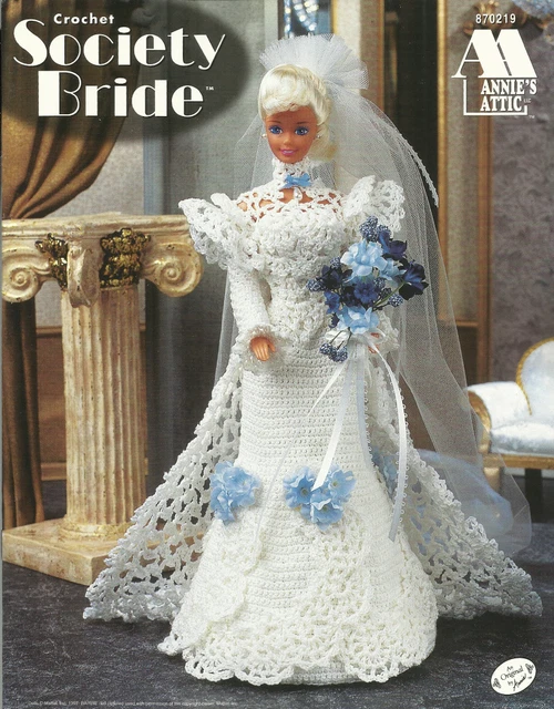 white christmas dresses Doll's Crochet Wedding Dress Pattern, 11.1/2 inch Doll, Instant Download main image 1