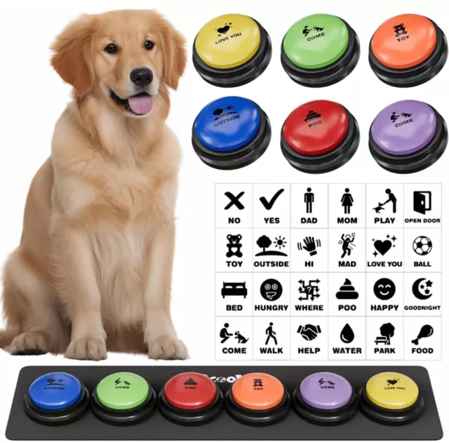 Dog Buttons for Communication, 6 Pcs Dog Talking Button Set, 30s Voice