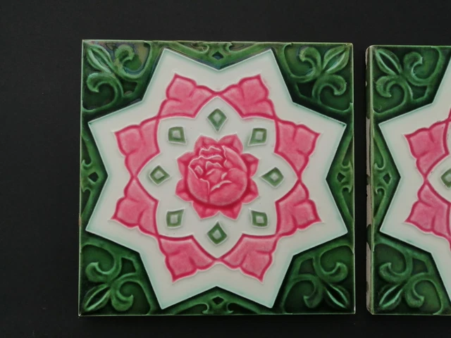 Antique art nouveau tile,majolica tile 2