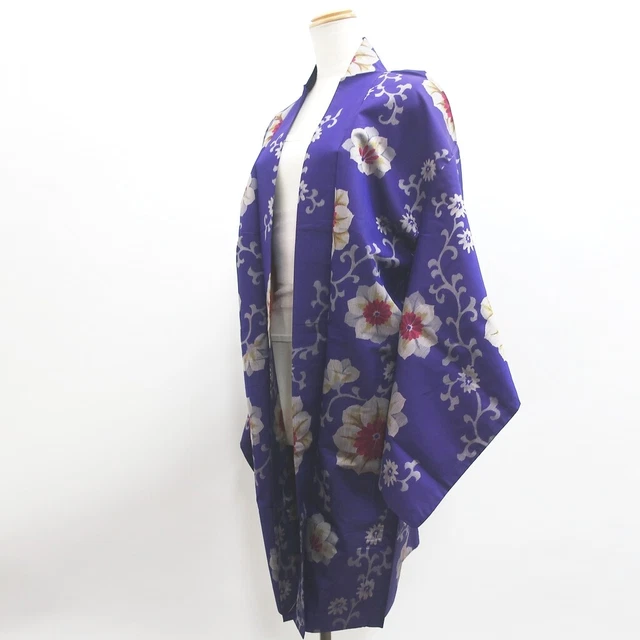 9210E2 Silk Vintage Japanese Kimono Haori Jacket Meisen Karakusa