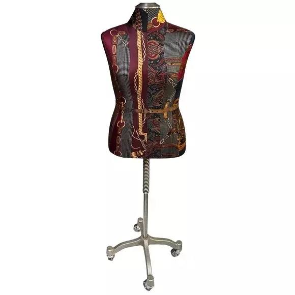 Mannequin Dressmakers Form with overlayed Vintage Ralph Lauren Silk Scarves