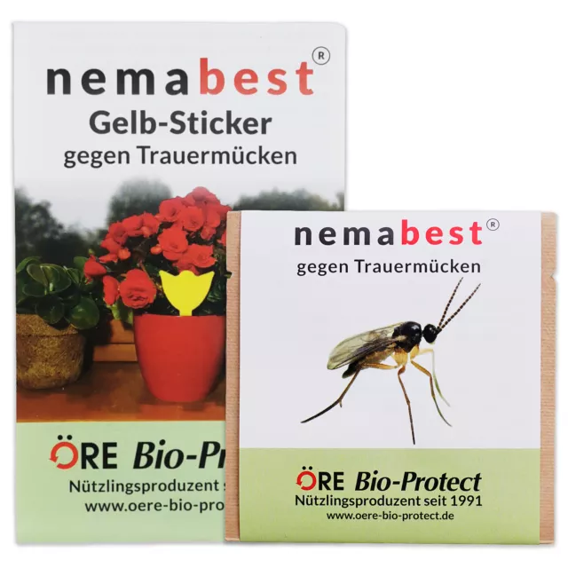 nemabest® Kombipack gegen Trauermücken 3 Mio. Nematoden + 10 Gelb-Sticker