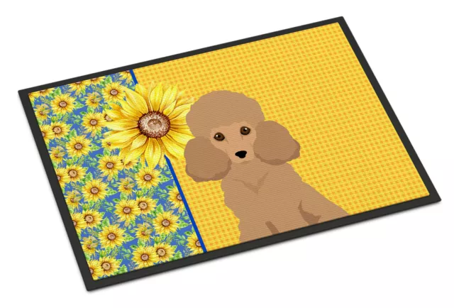 Summer Sunflowers Toy Apricot Poodle Indoor Outdoor Mat 18x27 WDK5467MAT