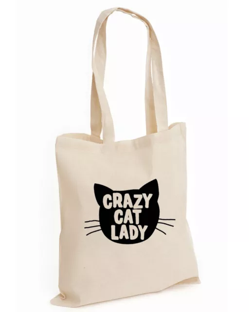 Crazy Cat Lady FASHION COTTON TOTE TUMBLR SWAG FUNNY CAT LOVER KITTEN (CAT, BAG)