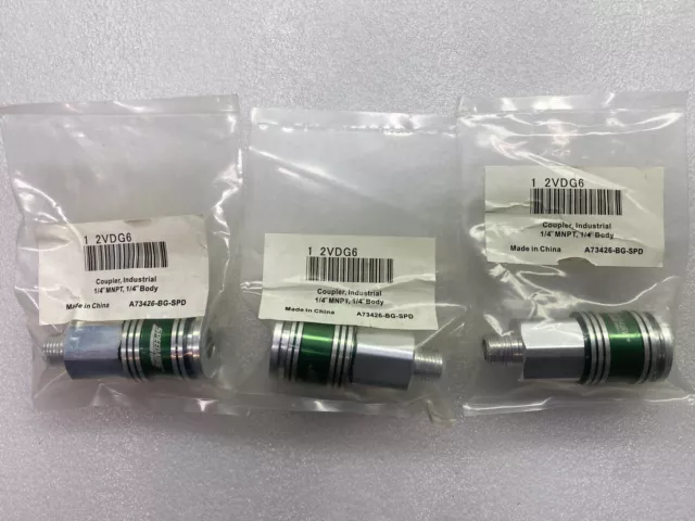 (Qty 3) Speedaire 1/4" Compressed Air Coupler Industrial 1/4" MNPT A73426-BG-SPD