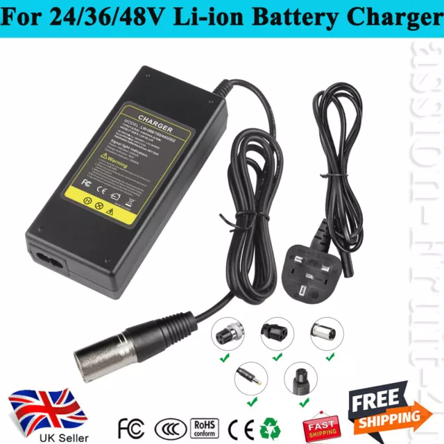 24/36/48V Ebike Scooter Charger For Lead Acid Li-ion SLA Battery Power Supply