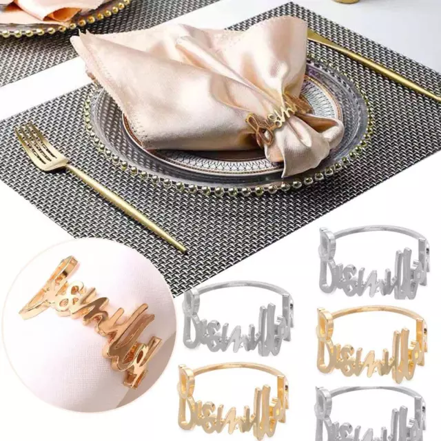 6x Napkin Rings Holder Matel BISMILLAH Props Decor For Party Events E Gift