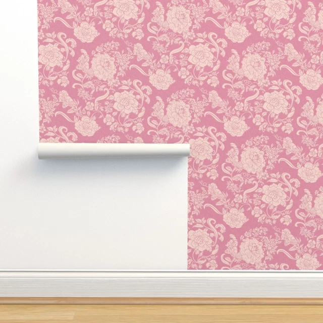 Traditional Wallpaper Floral Faded Rose Victorian Romantic Art Nouveau Chintz