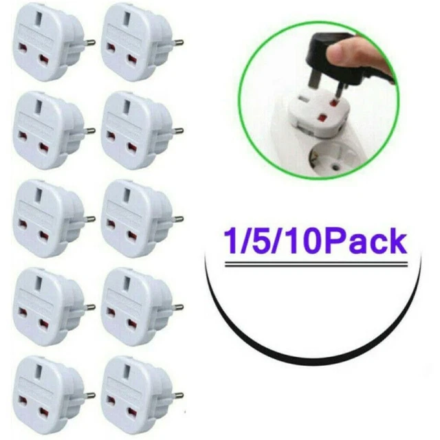 Wall Socket UK to EU Converter Socket Plug Outlet Connector Travel Adapter