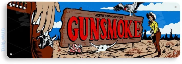 Gunsmoke Arcade Sign, Classic Arcade Game Marquee, Game Room Tin Sign A421