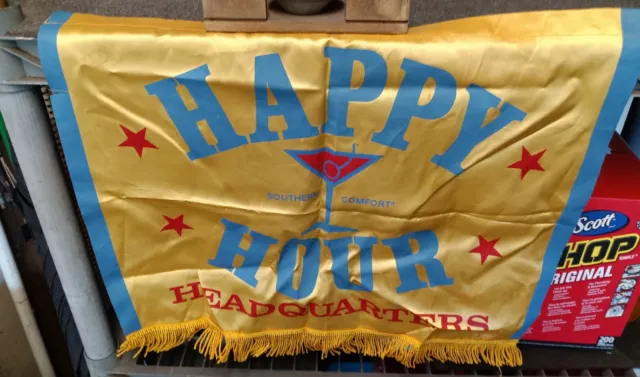 VINTAGE Happy Hour Southern Comfort Headquarters Advertising Banner Flag RARE!