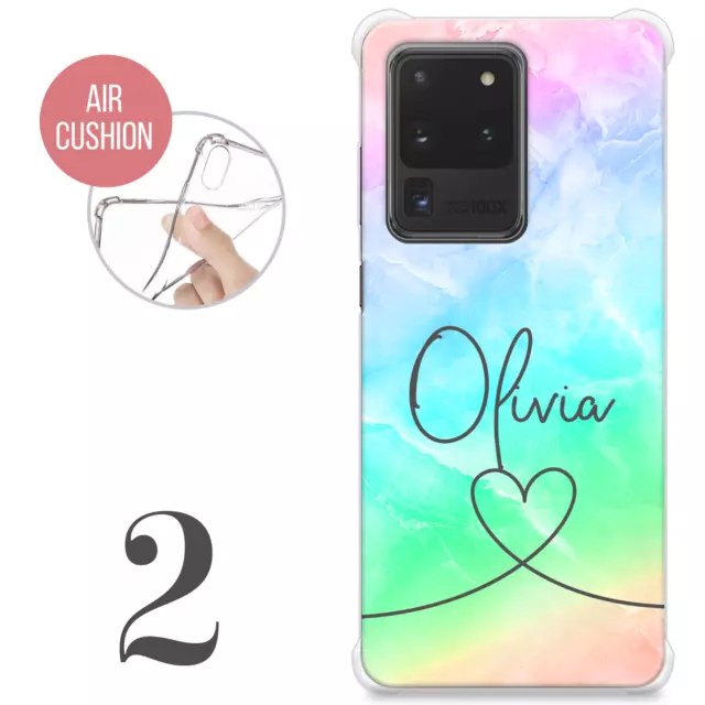 Personalisierte Marmor Handy Hülle Für Samsung S10 S20 S9 S8 Namen Initialen Silikon