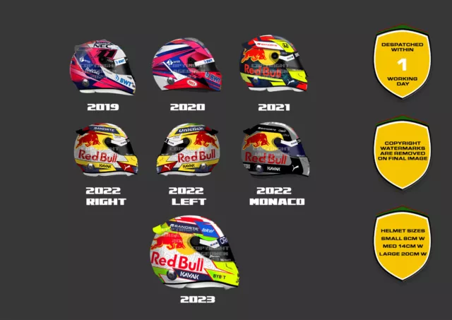 x2 Sergio Perez F1 Helmet Stickers Vinyl 2019-2023 - Scuderia GP