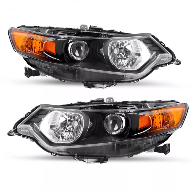 [HID Type] Chrome 2009-2014 Acura TSX LED DRL Projector Headlights Headlamps Set