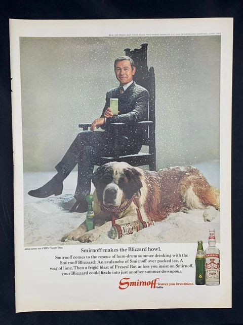 Magazine Ad*- 1969 - Smirnoff Vodka - Johnny Carson