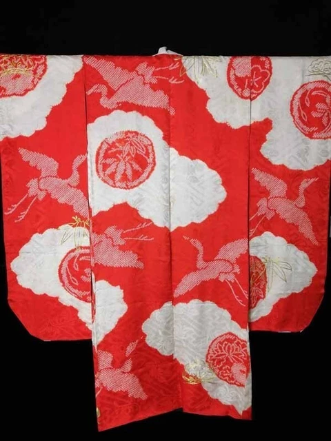 Japanese Kimono Furisode Luxurious Wedding Embroidery Pure Silk Flower K538 19