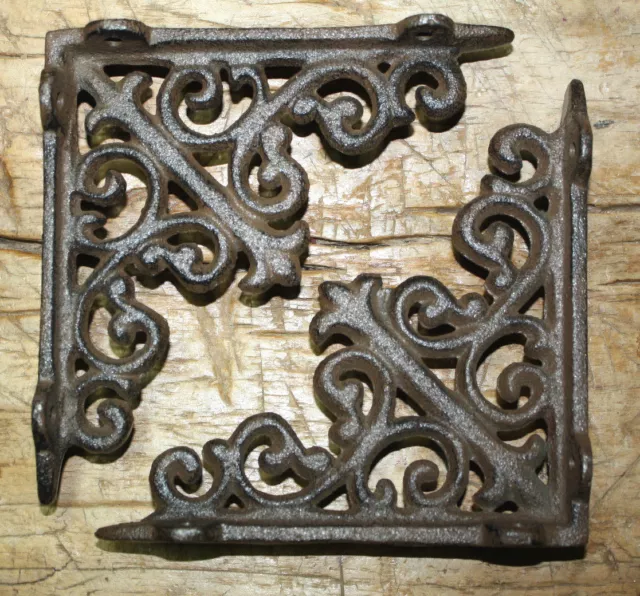 6 Cast Iron Antique Style HD Brackets Garden Braces RUSTIC Shelf Bracket