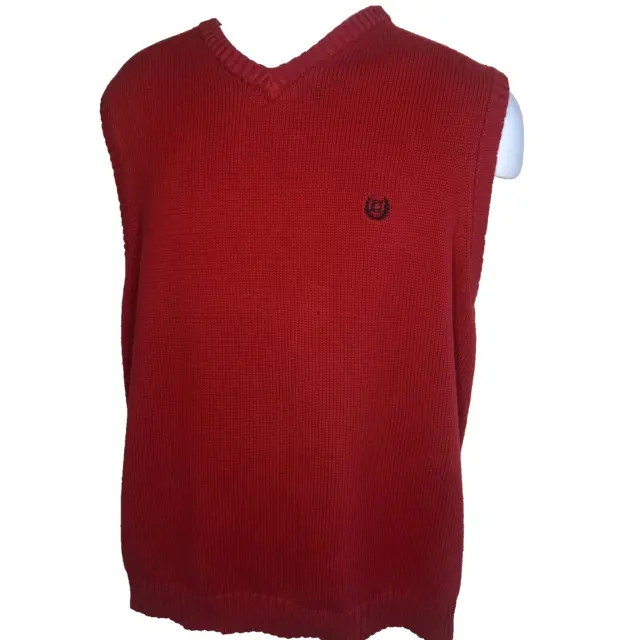 Chaps Large Men’s Vest 100% Cotton  Red knit
