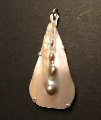Blister Pearls Genuine Pen/Pin Natural Silver 950/1000 Pendant "Falling Tears"