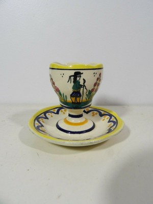 B2} Tasse & Soucoupe FAIENCE DE QUIMPER HB décor breton 