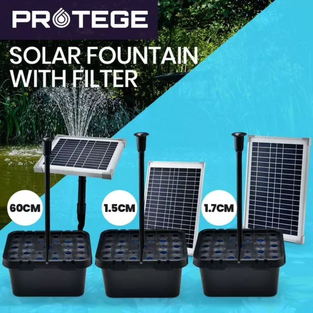 PROTEGE Solar Pond Pump with Eco Filter Box 5W 10W 20W Powered Water Fountain