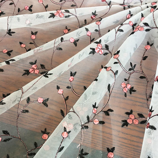Tulle Brodé Floral 3D Pour DIY - 0.9 M, Largeur 46-59", Multicolore, Neuf