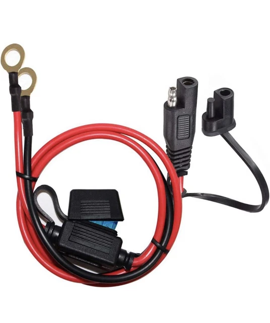 SAE to O Ring Terminal Harness, with 15A Protection Fuse for Safety, 2-Pin Quick