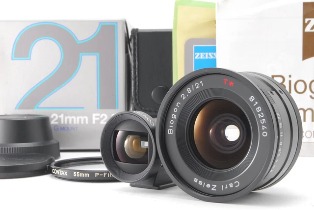 Schwarz [Beste Mint] Contax Carl Zeiss Biogon T 21mm Objektiv GF-21 Finder G1 G2