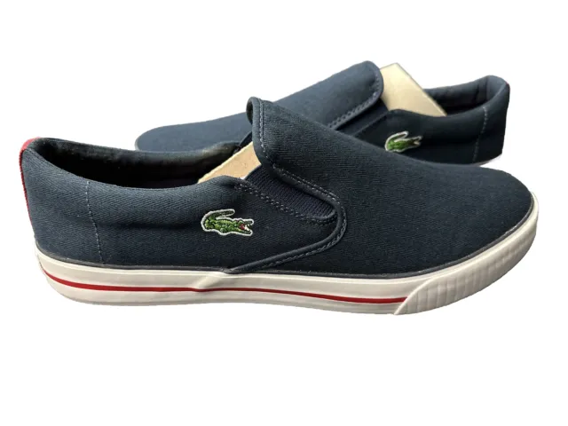 LACOSTE Lindon Slip SPM CNV Men's Slip-On Sneakers Shoes Blue Size 11.5