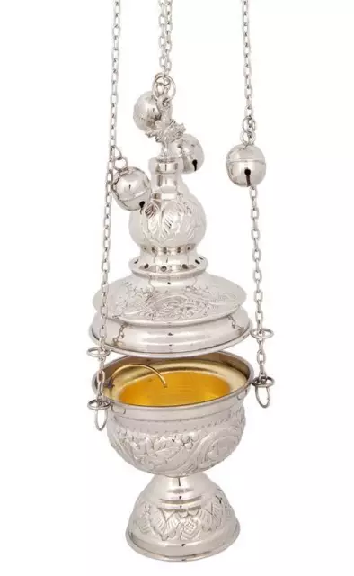 Nickel Plated Greek Russian Orthodox Christian Church Liturgical Thurible Censer