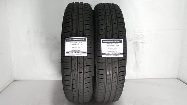 2 PNEUMATICI USATI 135/70R13 70T R 209 Minerva Gomme Estive 80% 2020 ...