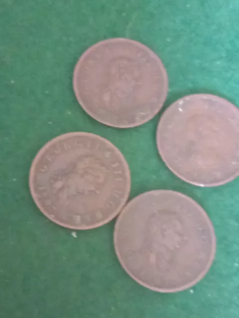 Four Examples Of The 1807 George III ~ Halfpenny Coins ~ All Good Condition.