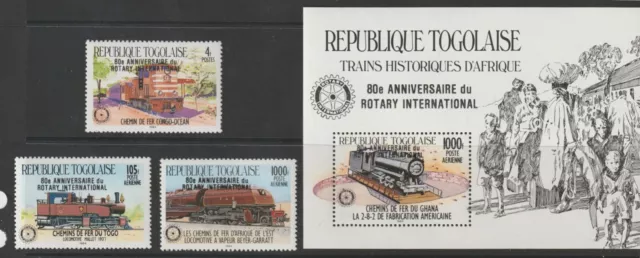 Togo 1985 #1343-46 African Locomotives (Overprint: Rotary Int'l 80th Anniv.)-MNH