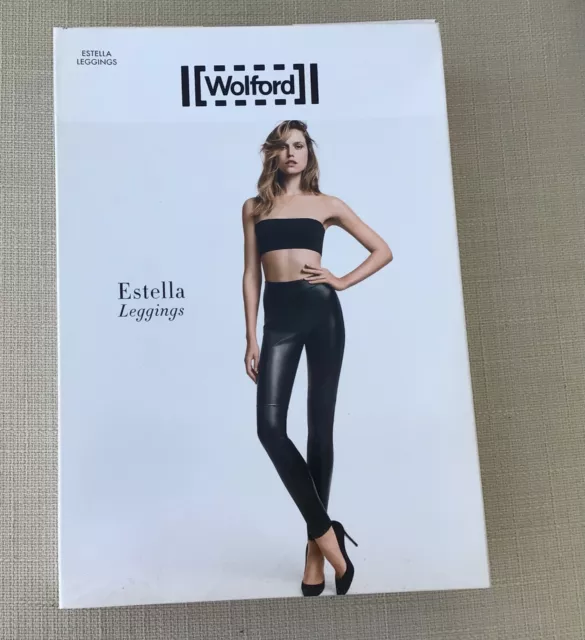 WOLFORD ESTELLA FAUX Leather Leggings 19156 Colour Black Size 34