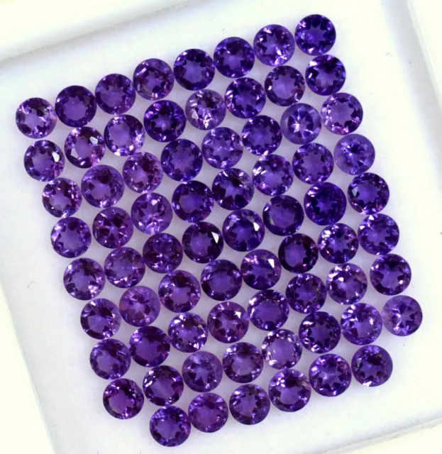 Natural African Amethyst 3 Mm Round Cut Calibrated Faceted Loose Gemstone Lot 2