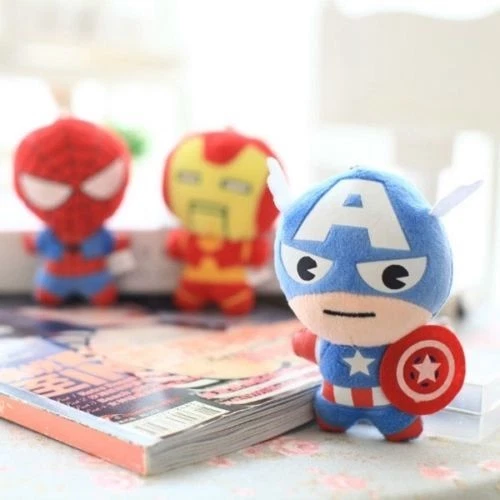 Spiderman Thor Doll Plush Key Chain Ring Purse Backpack Ornament Free Gift Bag