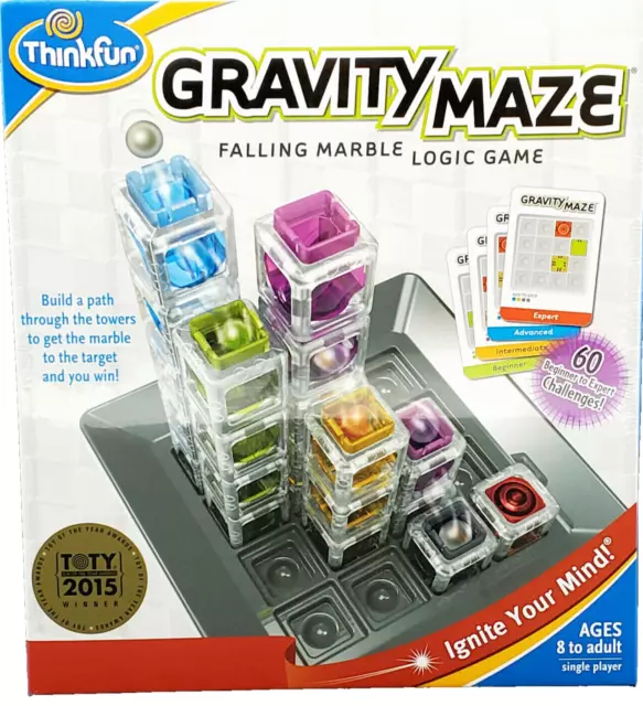 NIP~ThinkFun Gravity Maze Falling Marble Logic Game~Ages 8+ Single Player~Sealed