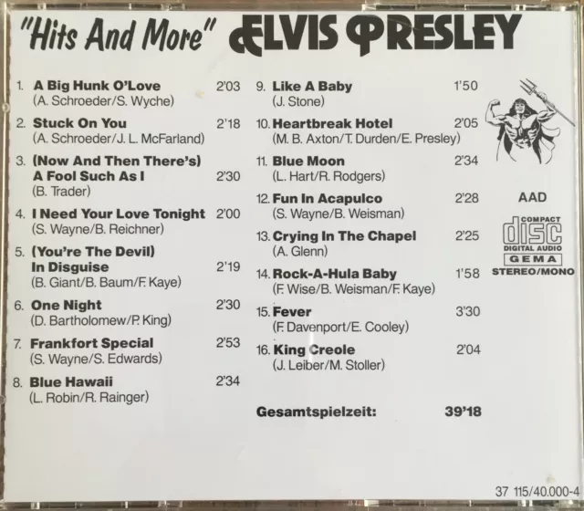 Elvis Presley・Volume 4・"Hits And More"・Pop'n'Roll not Coffee・CD ©1993 Tchibo・NM! 3