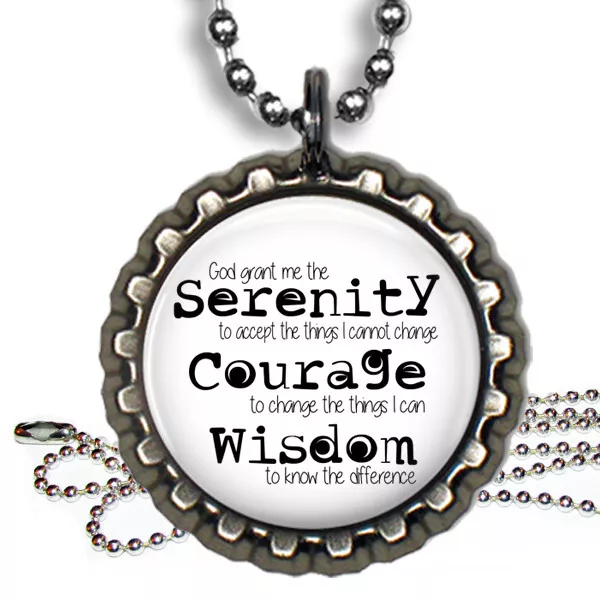 Serenity Prayer Resin Top Bottle Cap Necklace Handcrafted Gift