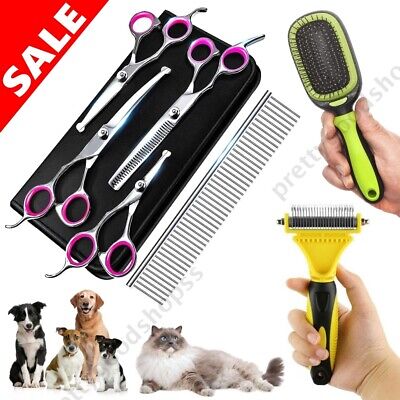 Professional Pet Dog Cat Grooming Scissors Combs Fur Clippers Hair Remover Brush
